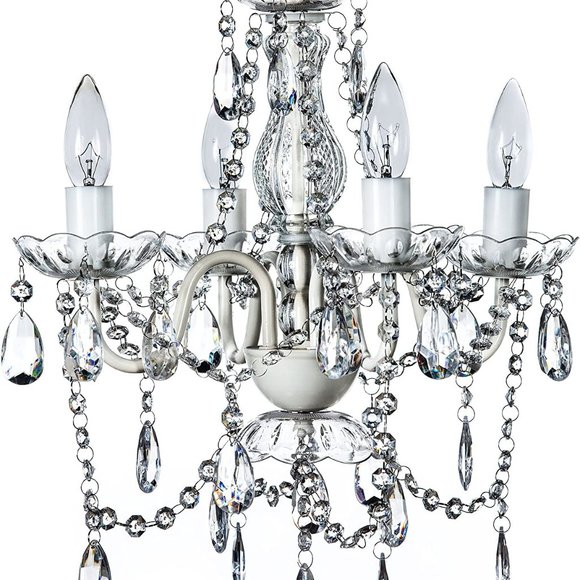 The Original 4 Light Crystal White Hardwire Flush Mount Chandelier H17.5”xW15”